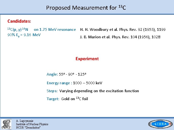 Proposed Measurement for 13 C Candidates: 13 C(p, γ) 14 N on 1. 75