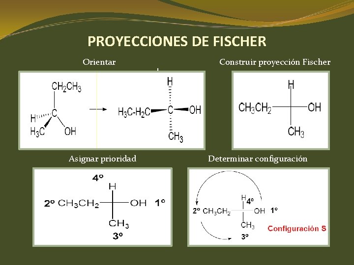 PROYECCIONES DE FISCHER Orientar Asignar prioridad Construir proyección Fischer Determinar configuración PROYECCIONES DE FISCHER Orientar Asignar prioridad Construir proyección Fischer Determinar configuración
