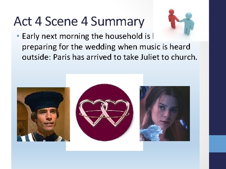 Act 4 Scene 4 Summary • Early next morning the household is busy preparing