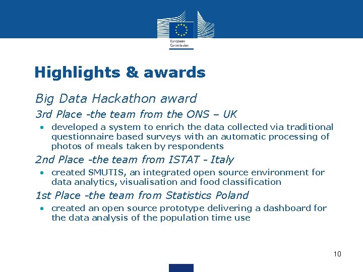 Highlights & awards • Big Data Hackathon award • 3 rd Place -the team