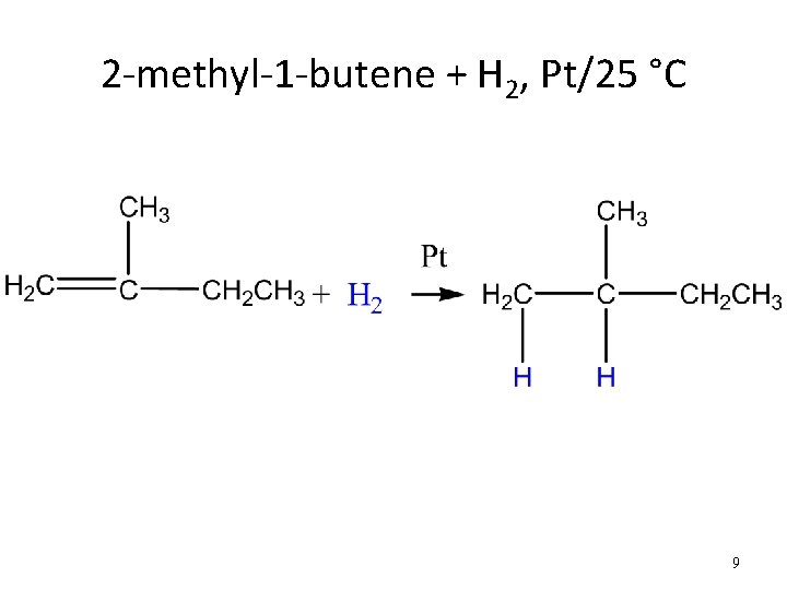 2 -methyl-1 -butene + H 2, Pt/25 °C 9 