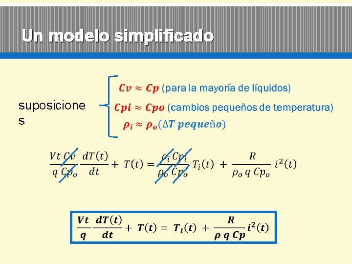 Un modelo simplificado suposicione s 