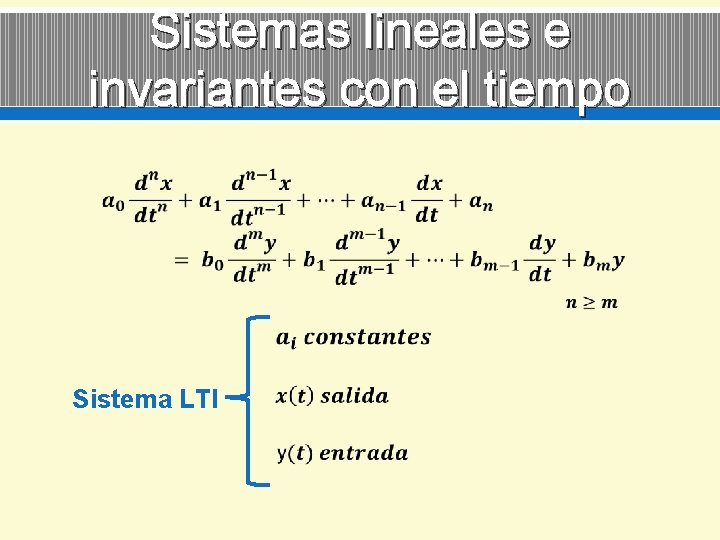 Sistemas lineales e invariantes con el tiempo Sistema LTI 