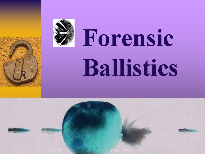 Forensic Ballistics 11/25/2020 Chem-195 H 1 