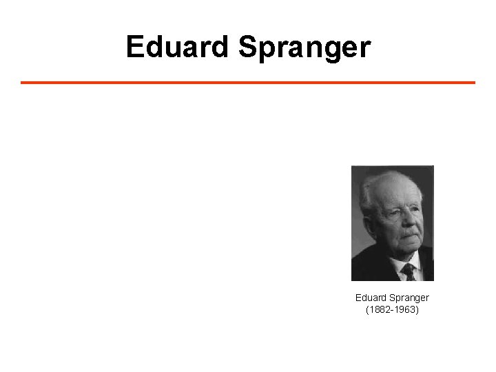 Eduard Spranger (1882 -1963) 
