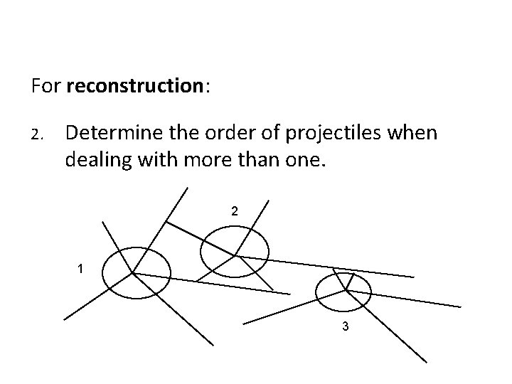 For reconstruction: 2. Determine the order of projectiles when dealing with more than one.