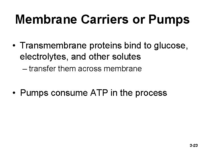 Membrane Carriers or Pumps • Transmembrane proteins bind to glucose, electrolytes, and other solutes