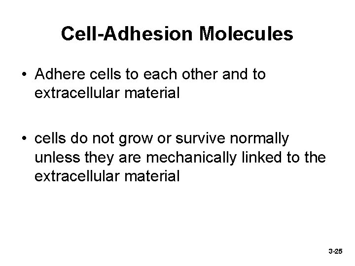 Cell-Adhesion Molecules • Adhere cells to each other and to extracellular material • cells