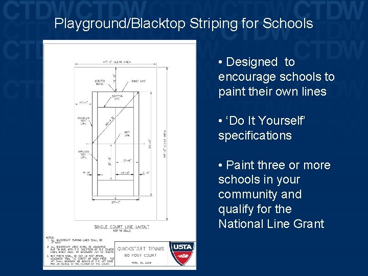 Playground/Blacktop Striping for Schools • Designed to encourage schools to paint their own lines