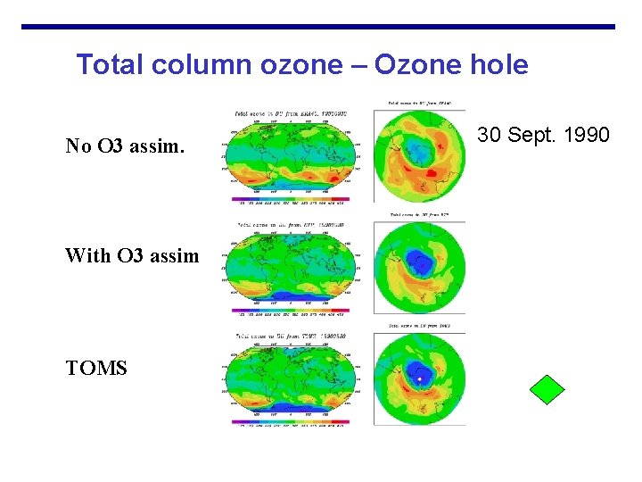 Total column ozone – Ozone hole No O 3 assim. With O 3 assim