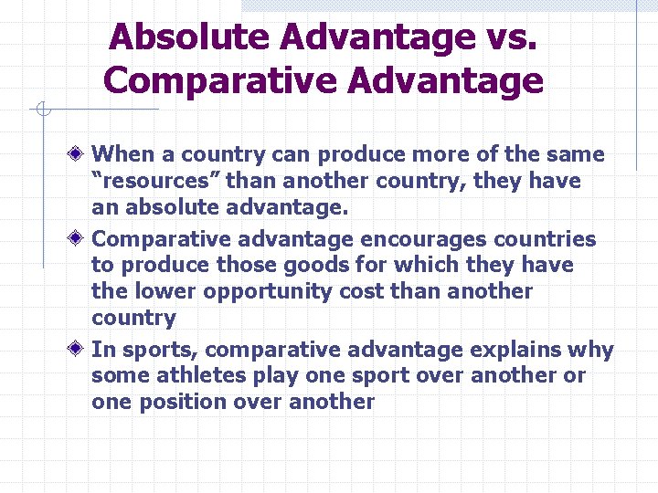 Absolute Advantage vs. Comparative Advantage When a country can produce more of the same