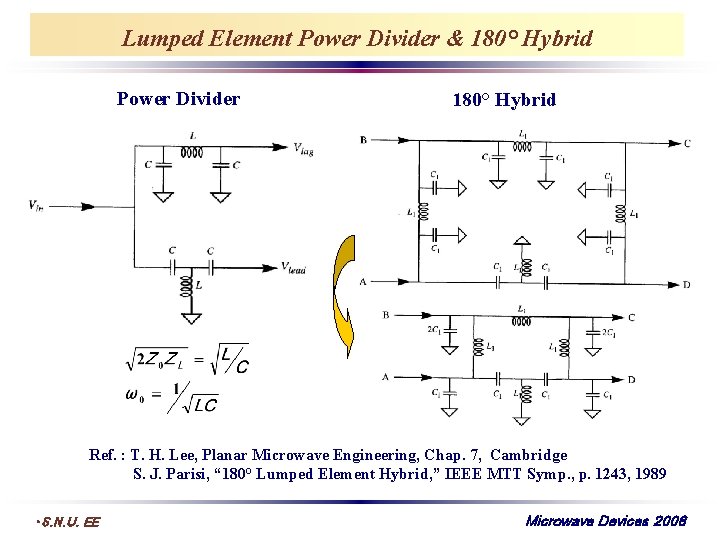 Lumped Element Power Divider & 180° Hybrid Power Divider 180° Hybrid Ref. : T.