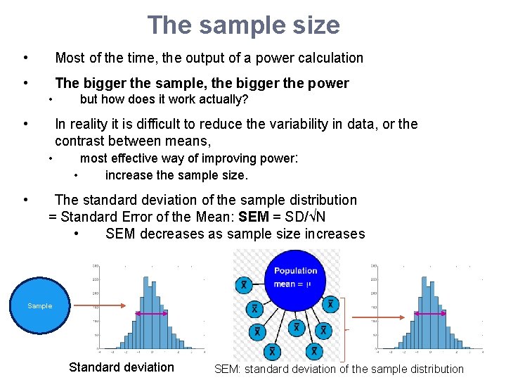 The sample size • Most of the time, the output of a power calculation