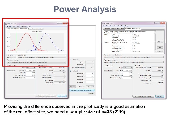 Power Analysis Providing the difference observed in the pilot study is a good estimation