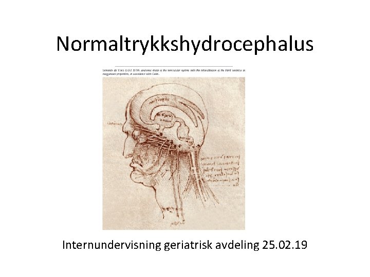 Normaltrykkshydrocephalus Internundervisning geriatrisk avdeling 25. 02. 19 