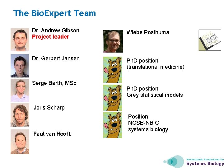 The Bio. Expert Team Dr. Andrew Gibson Project leader Wiebe Posthuma Dr. Gerbert Jansen