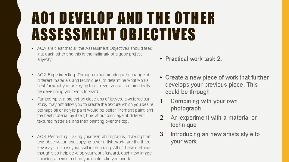 ALEVEL ART LECTURE 2 DEVELOPING WORK 2 DISCUSSION