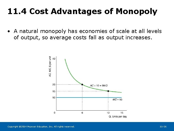 11. 4 Cost Advantages of Monopoly • A natural monopoly has economies of scale