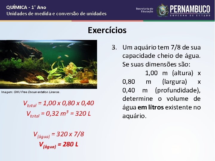 QUÍMICA - 1° Ano Unidades de medida e conversão de unidades Exercícios Imagem: GNU