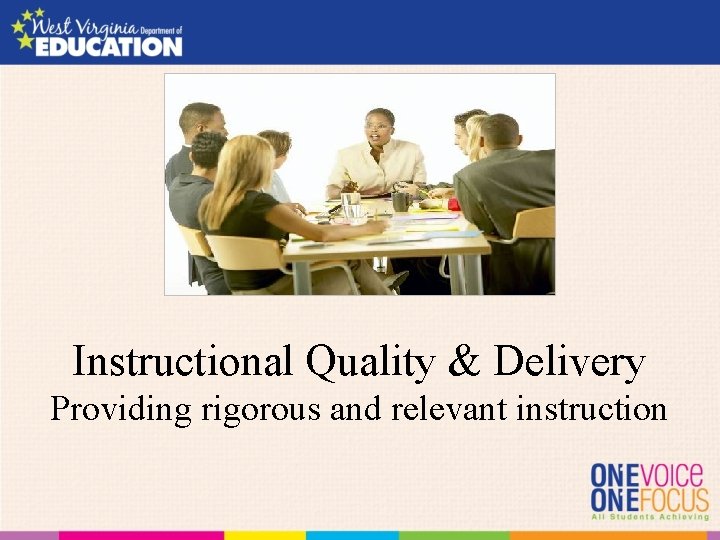 Instructional Quality & Delivery Providing rigorous and relevant instruction 