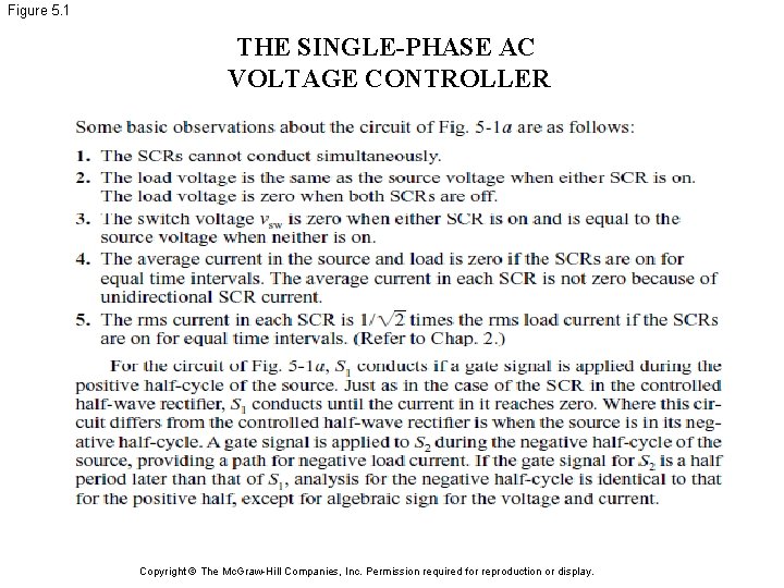 Figure 5. 1 THE SINGLE-PHASE AC VOLTAGE CONTROLLER Copyright © The Mc. Graw-Hill Companies,