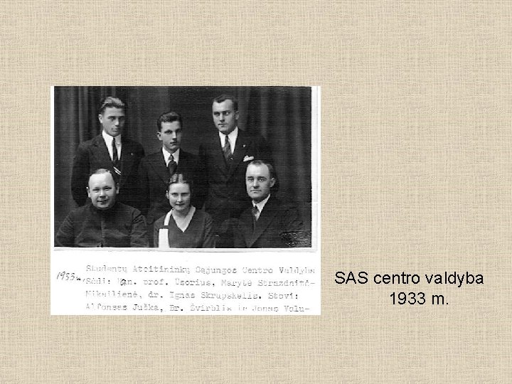 SAS centro valdyba 1933 m. 