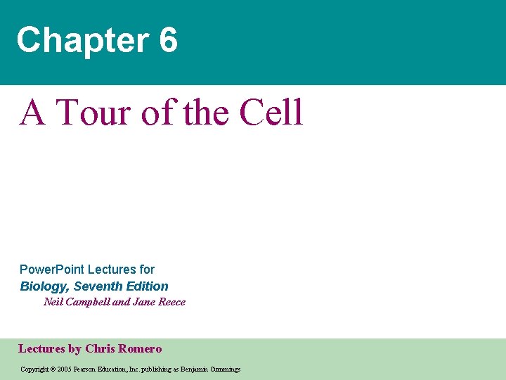 Chapter 6 A Tour of the Cell Power. Point Lectures for Biology, Seventh Edition Chapter 6 A Tour of the Cell Power. Point Lectures for Biology, Seventh Edition