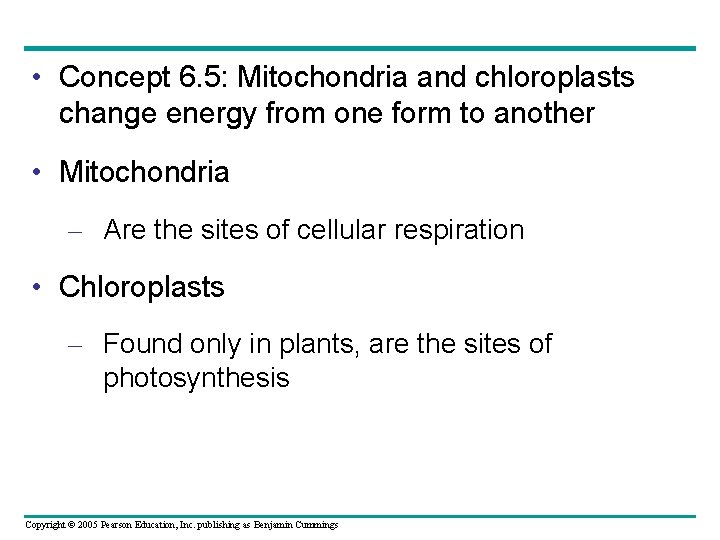 • Concept 6. 5: Mitochondria and chloroplasts change energy from one form to • Concept 6. 5: Mitochondria and chloroplasts change energy from one form to
