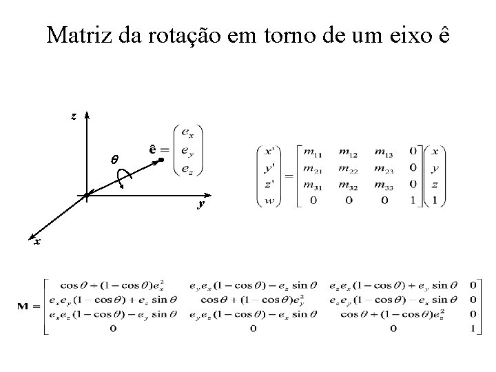 Matriz da rotação em torno de um eixo ê z y x 