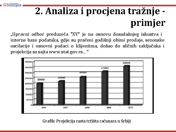 2. Analiza i procjena tražnje primjer „Upravni odbor preduzeća "XY" je na osnovu dosadašnjeg