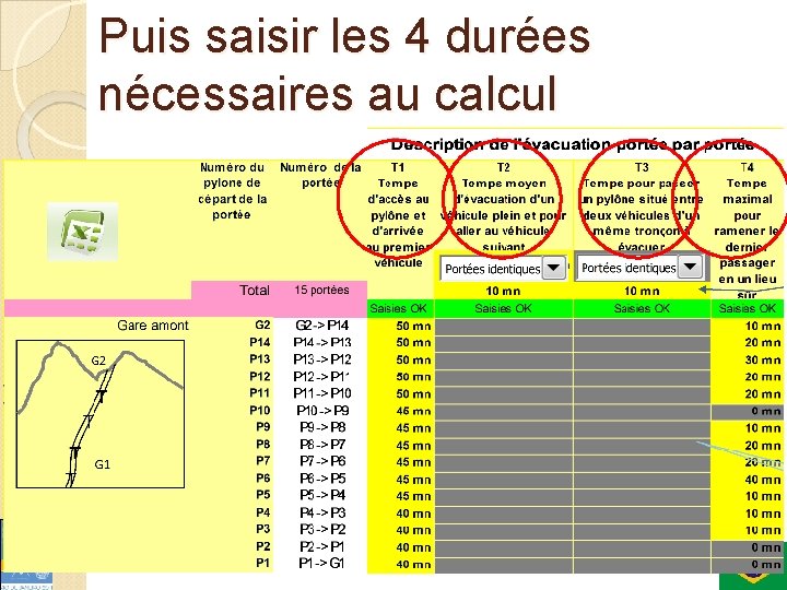 Puis saisir les 4 durées nécessaires au calcul 