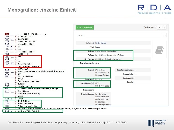 Monografien: einzelne Einheit 64 64 RDA Dr. Dietmar Ein neues Haubfleisch Regelwerk – Die