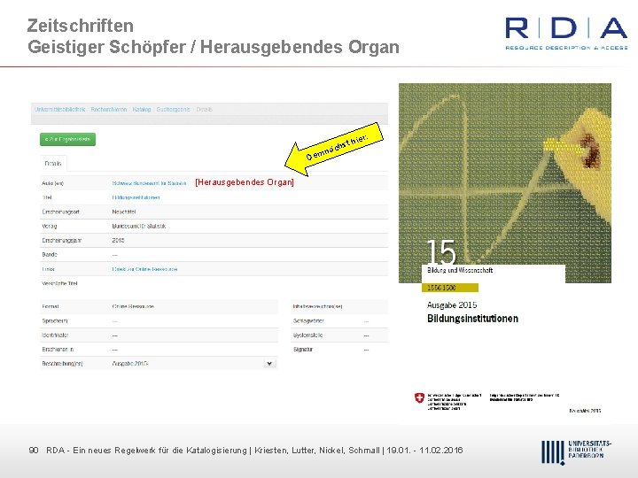 Zeitschriften Geistiger Schöpfer / Herausgebendes Organ st äch emn : hier D [Herausgebendes Organ]