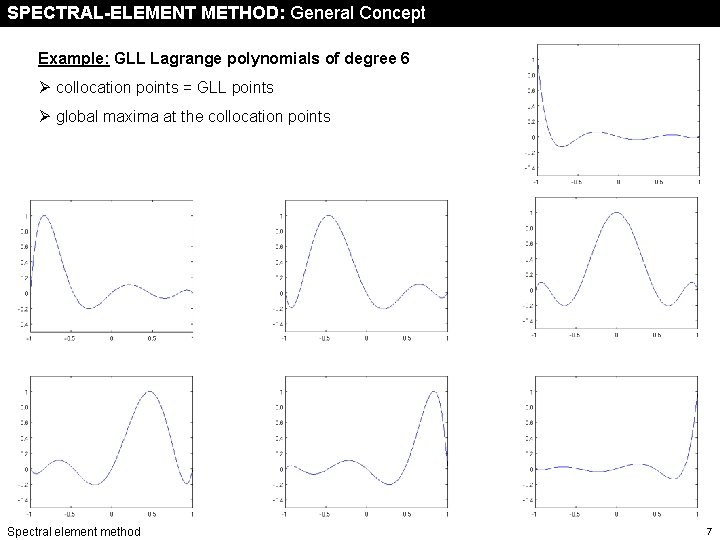 SPECTRAL-ELEMENT METHOD: General Concept Example: GLL Lagrange polynomials of degree 6 Ø collocation points