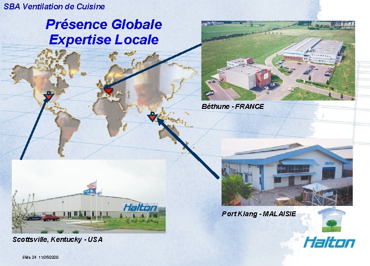 SBA Ventilation de Cuisine Présence Globale Expertise Locale Béthune - FRANCE Port Klang -