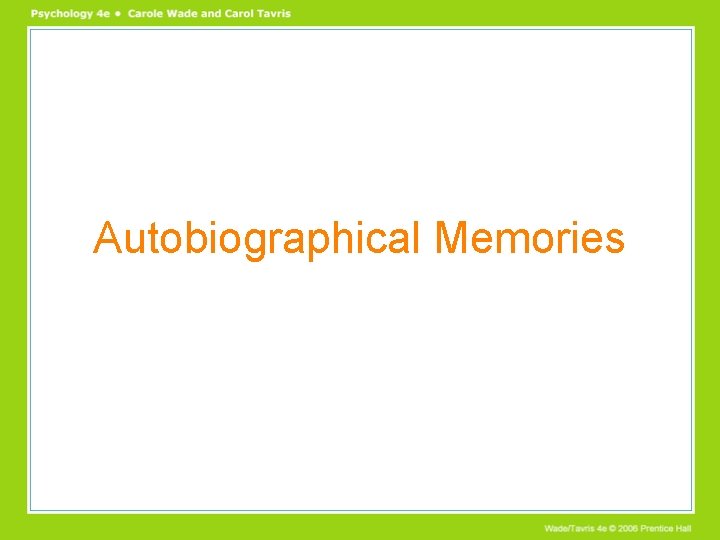 Autobiographical Memories 