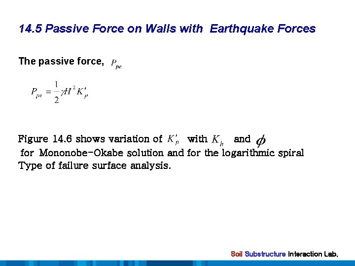 14. 5 Passive Force on Walls with Earthquake Forces The passive force, Figure 14.