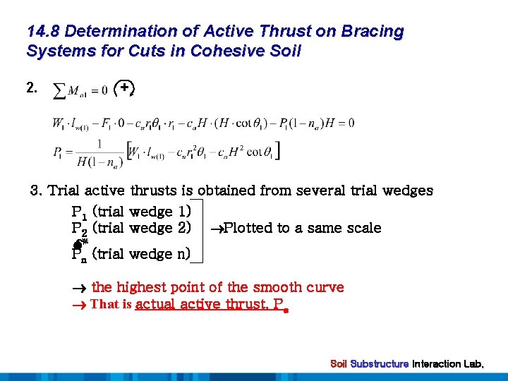 14. 8 Determination of Active Thrust on Bracing Systems for Cuts in Cohesive Soil