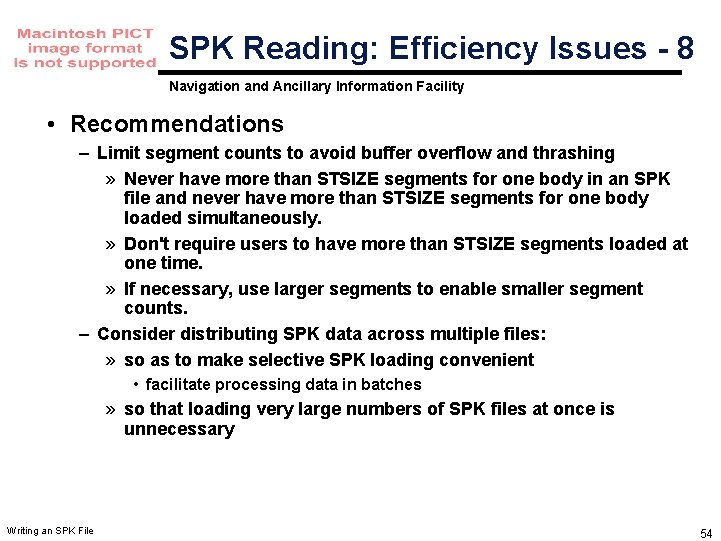 SPK Reading: Efficiency Issues - 8 Navigation and Ancillary Information Facility • Recommendations – SPK Reading: Efficiency Issues - 8 Navigation and Ancillary Information Facility • Recommendations –