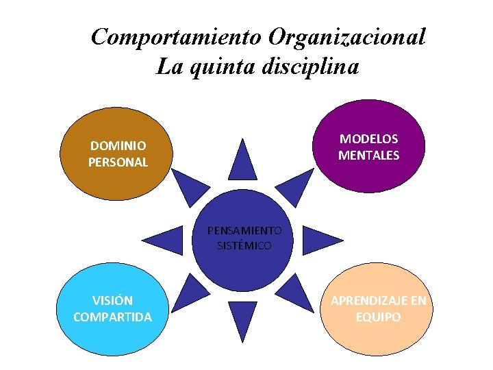 Comportamiento Organizacional La quinta disciplina MODELOS MENTALES DOMINIO PERSONAL PENSAMIENTO SISTÉMICO VISIÓN COMPARTIDA APRENDIZAJE Comportamiento Organizacional La quinta disciplina MODELOS MENTALES DOMINIO PERSONAL PENSAMIENTO SISTÉMICO VISIÓN COMPARTIDA APRENDIZAJE