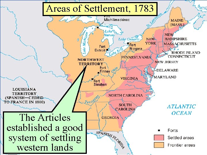 Areas. United of Settlement, The States, 1783 The Articles established a good system of