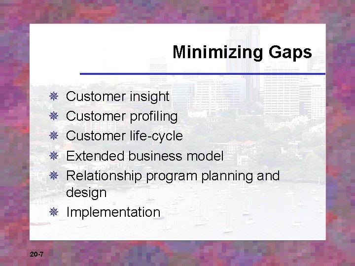 Minimizing Gaps ¯ ¯ ¯ Customer insight Customer profiling Customer life-cycle Extended business model