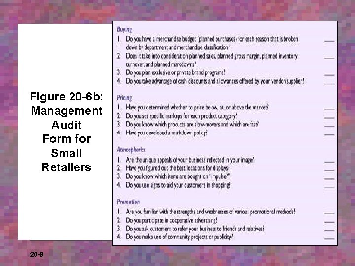 Figure 20 -6 b: Management Audit Form for Small Retailers 20 -9 