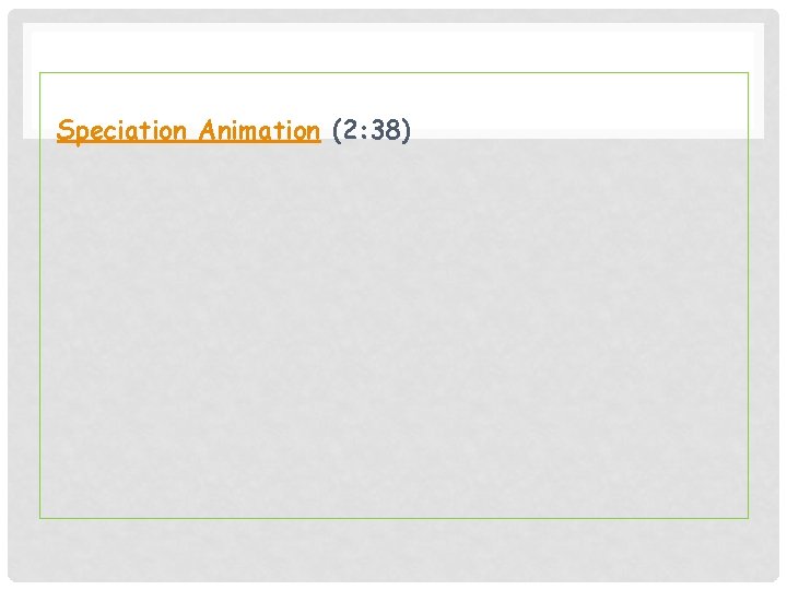 Speciation Animation (2: 38) Speciation Animation (2: 38)