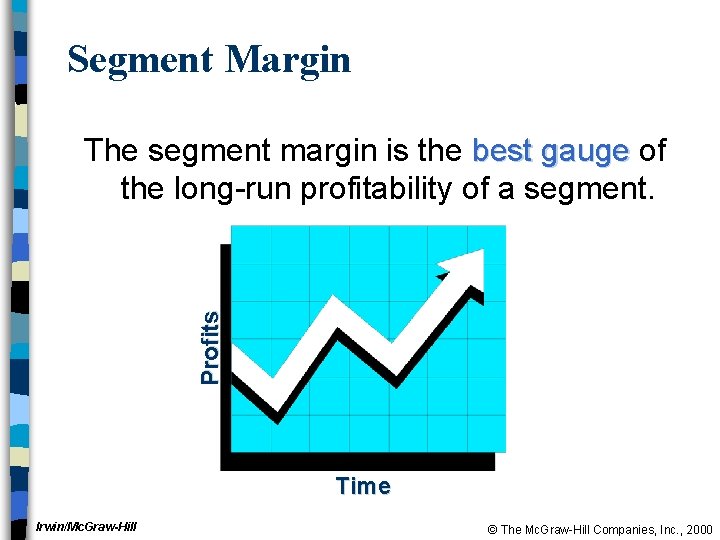 Segment Margin Profits The segment margin is the best gauge of the long-run profitability