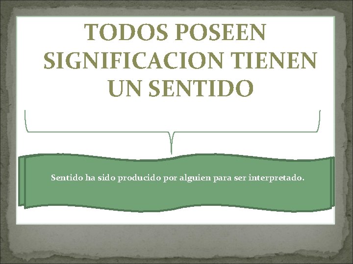 TODOS POSEEN SIGNIFICACION TIENEN UN SENTIDO Sentido ha sido producido por alguien para ser