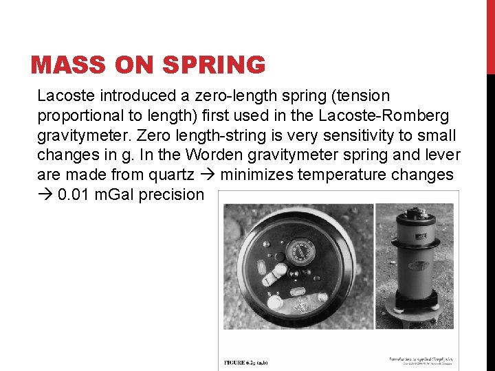 MASS ON SPRING Lacoste introduced a zero-length spring (tension proportional to length) first used