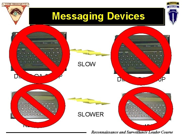 Messaging Devices SLOW DMDG OA-8990 P SLOWER KL-43 C Reconnaissance and Surveillance Leader Course Messaging Devices SLOW DMDG OA-8990 P SLOWER KL-43 C Reconnaissance and Surveillance Leader Course