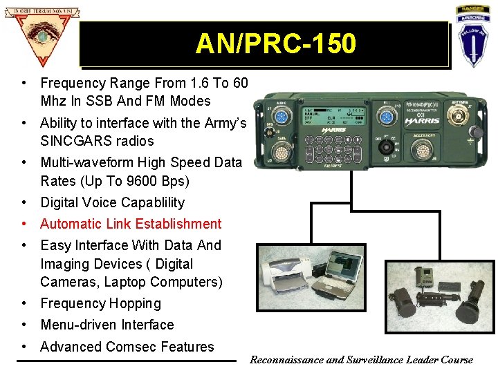AN/PRC-150 • Frequency Range From 1. 6 To 60 Mhz In SSB And FM AN/PRC-150 • Frequency Range From 1. 6 To 60 Mhz In SSB And FM