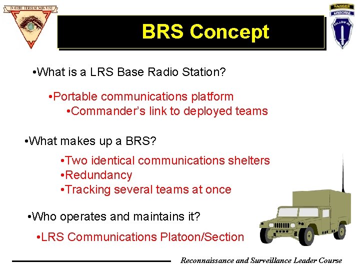 BRS Concept • What is a LRS Base Radio Station? • Portable communications platform BRS Concept • What is a LRS Base Radio Station? • Portable communications platform